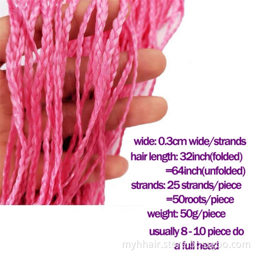 10 Piece Small Long Inch Low Temperature  Colorful Pure Color rope Wholesale Straight Braid Hair extensions Crochet Hair